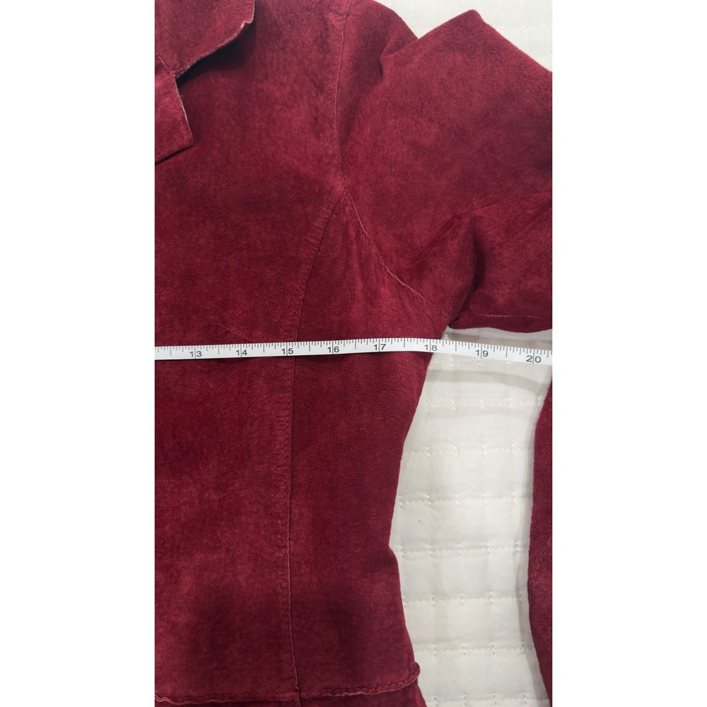Vintage Brandon‎ Thomas Burgundy Red Suede Leather Blazer Jacket Womens M - Picture 6 of 8